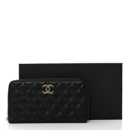 Chanel Caviar Quilted Perforated CC Long Zipped Wallet Black 3 of 9