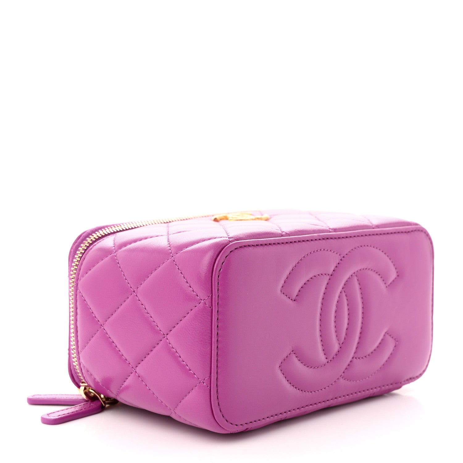 Chanel Lambskin Quilted Small Pillow Crush Vanity Case With Chain Purple 4 of 10