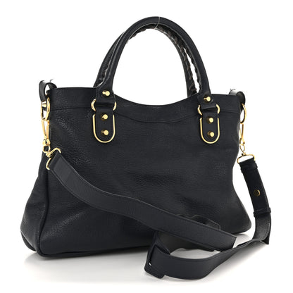 Balenciaga Chevre Gold Metallic Edge Hardware Town Bleu Nuit Dark Sea 3 of 15