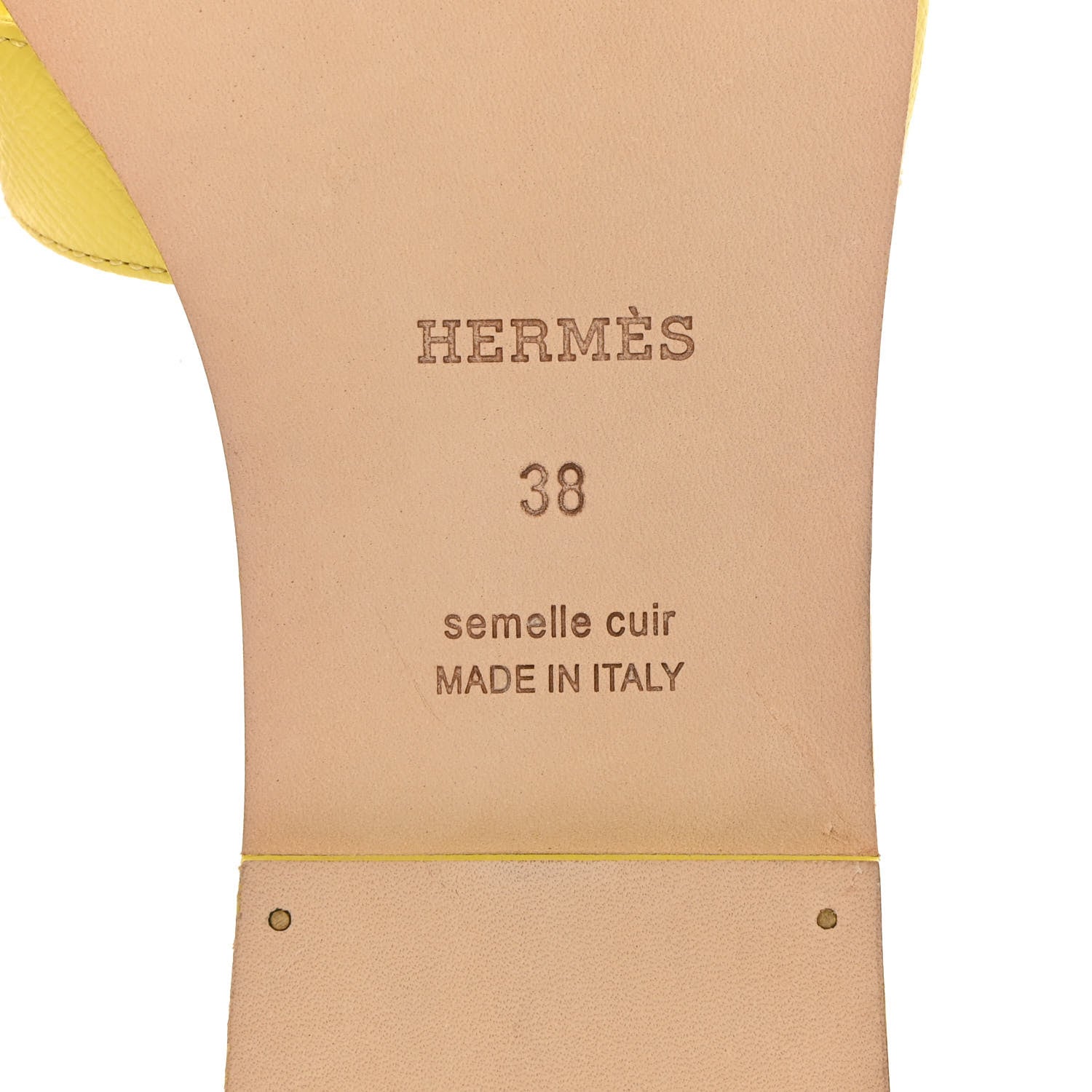 Hermes Epsom Oran Sandals 38 Jaune Pollen 6 of 10
