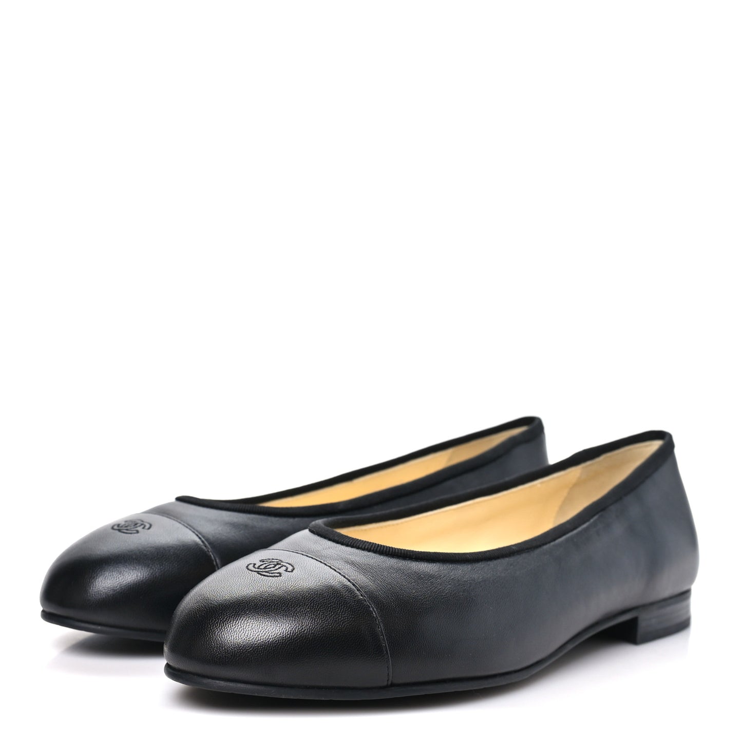 Lambskin Cap Toe CC Uniform Ballerina Flats 38.5 Black 38.5 Black