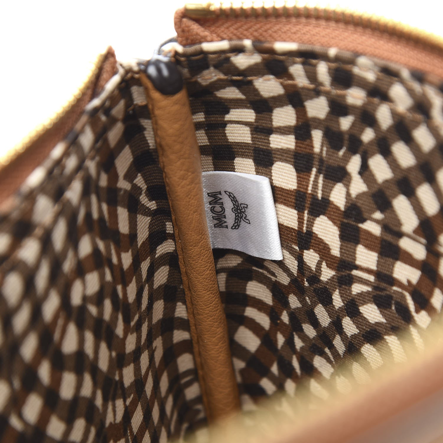 MCM Visetos Liz Shopper Tote Pouch Cognac 6 of 10