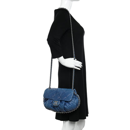 Chanel Washed Lambskin Quilted Medium Chain Around Messenger Blue 2 of 13