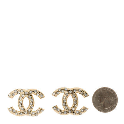 Chanel Metal Crystal CC Earrings Gold 2 of 4