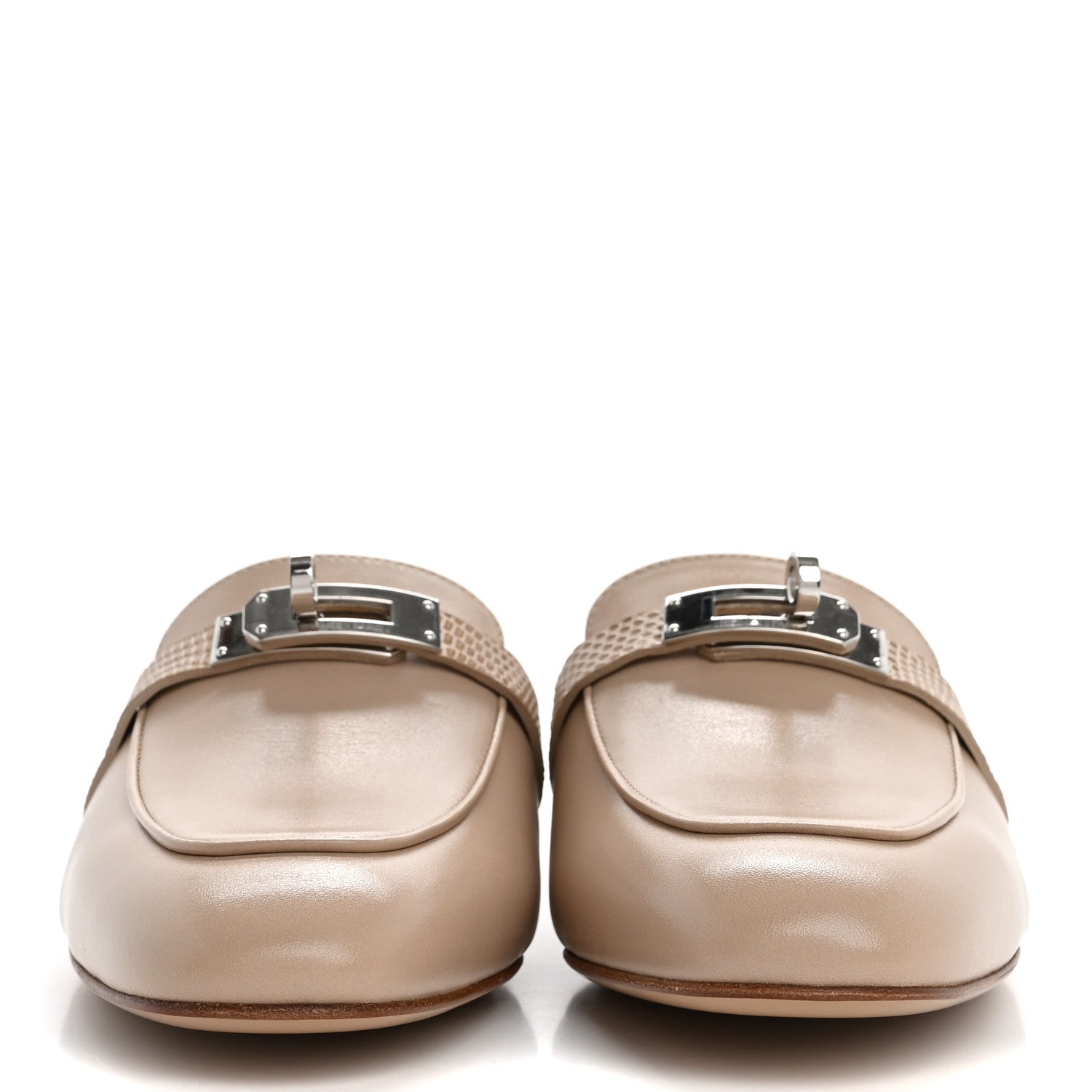 Hermes Shiny Lizard Calfskin Oz Mules 36 Beige Sarrazin 3 of 10