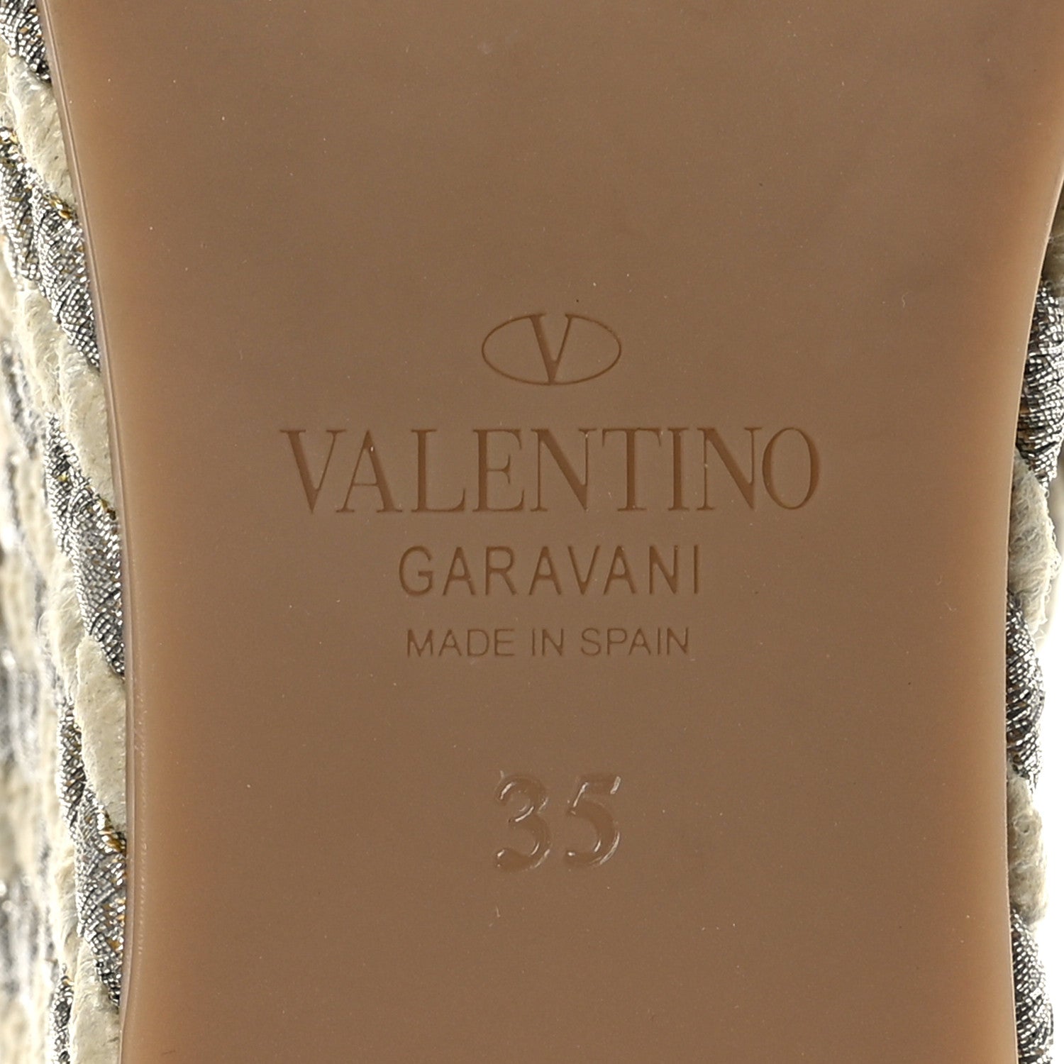 Valentino Garavani Calfskin Silk Rockstud Torchon Espadrille Wedge 25/95mm Slide Sandals 35 Light Ivory 8 of 8