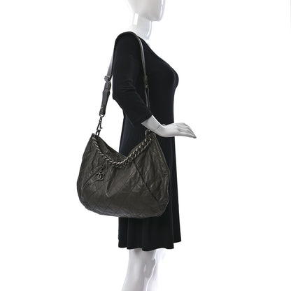 Chanel Calfskin Coco Pleats Hobo Khaki 2 of 9