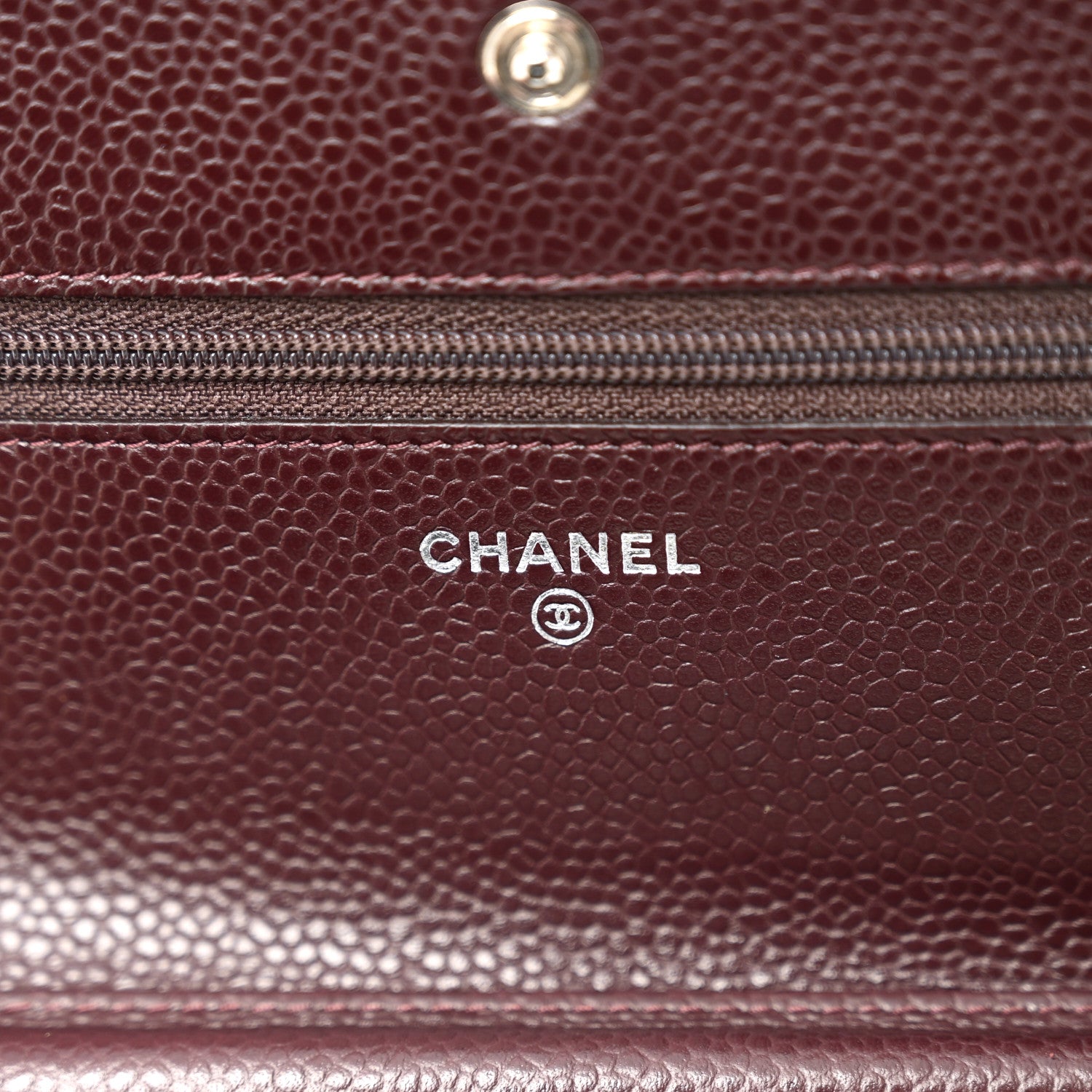 Chanel Caviar Quilted Wallet on Chain WOC Burgundy 6 of 12