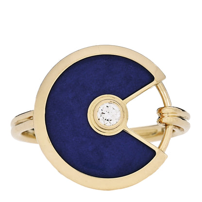 Cartier 18K Yellow Gold Diamond Lapis Lazuli Amulette de Cartier Ring 56 7.5 1 of 5