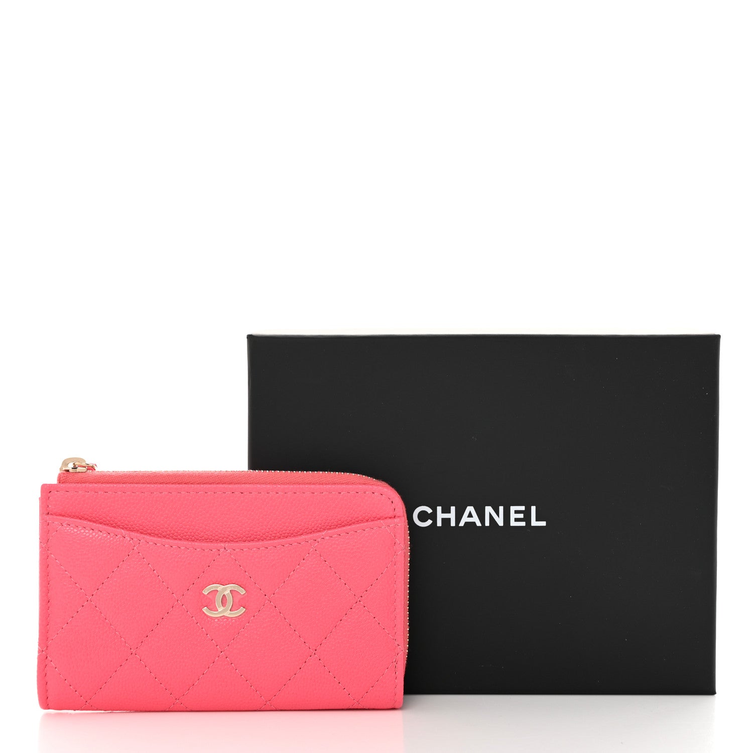 Chanel Caviar Quilted CC Zip Around Card Holder Rose 10 of 10