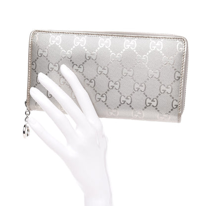 Gucci Imprime Monogram GG Pierce Zip Around Wallet Silver 2 of 10