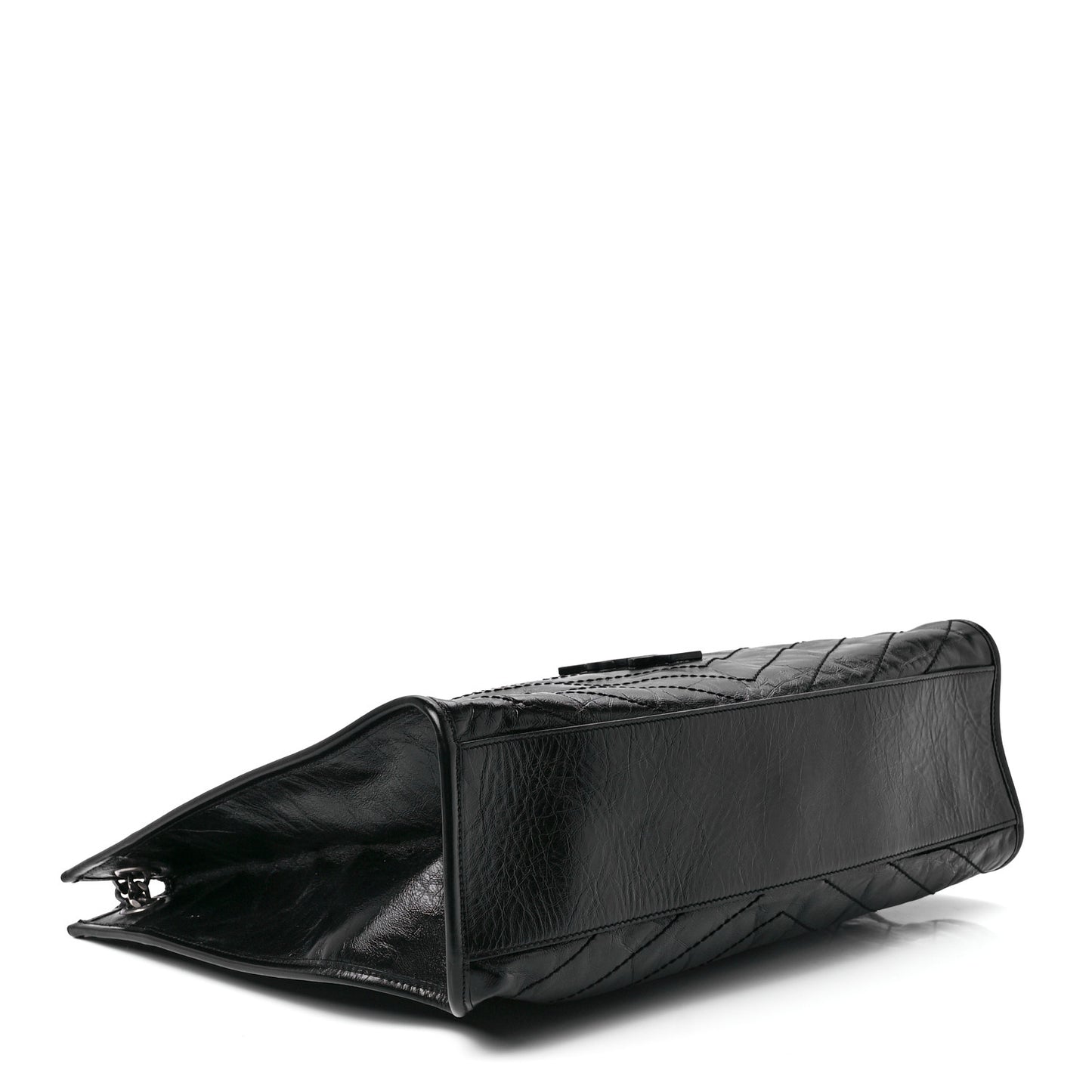 Crinkled Calfskin Matelasse Monogram Niki Shoulder Bag Black