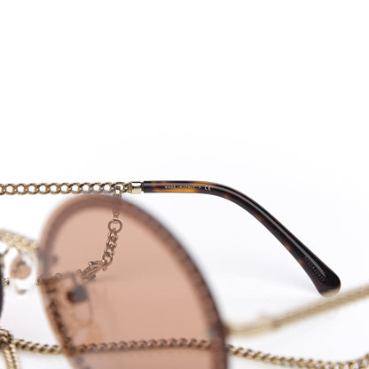 Chanel Chain Round Sunglasses 4245 Brown Gold 6 of 8