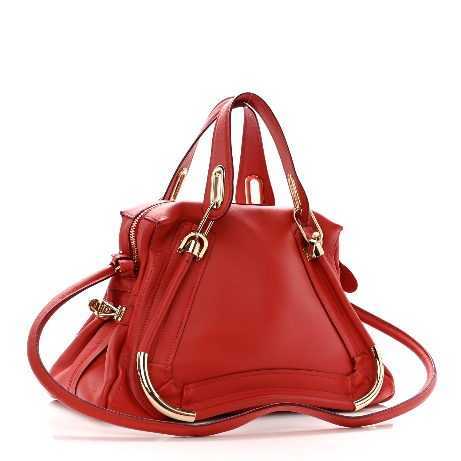 Chloe Calfskin Medium Paraty Metal Bar Trim Red 3 of 12