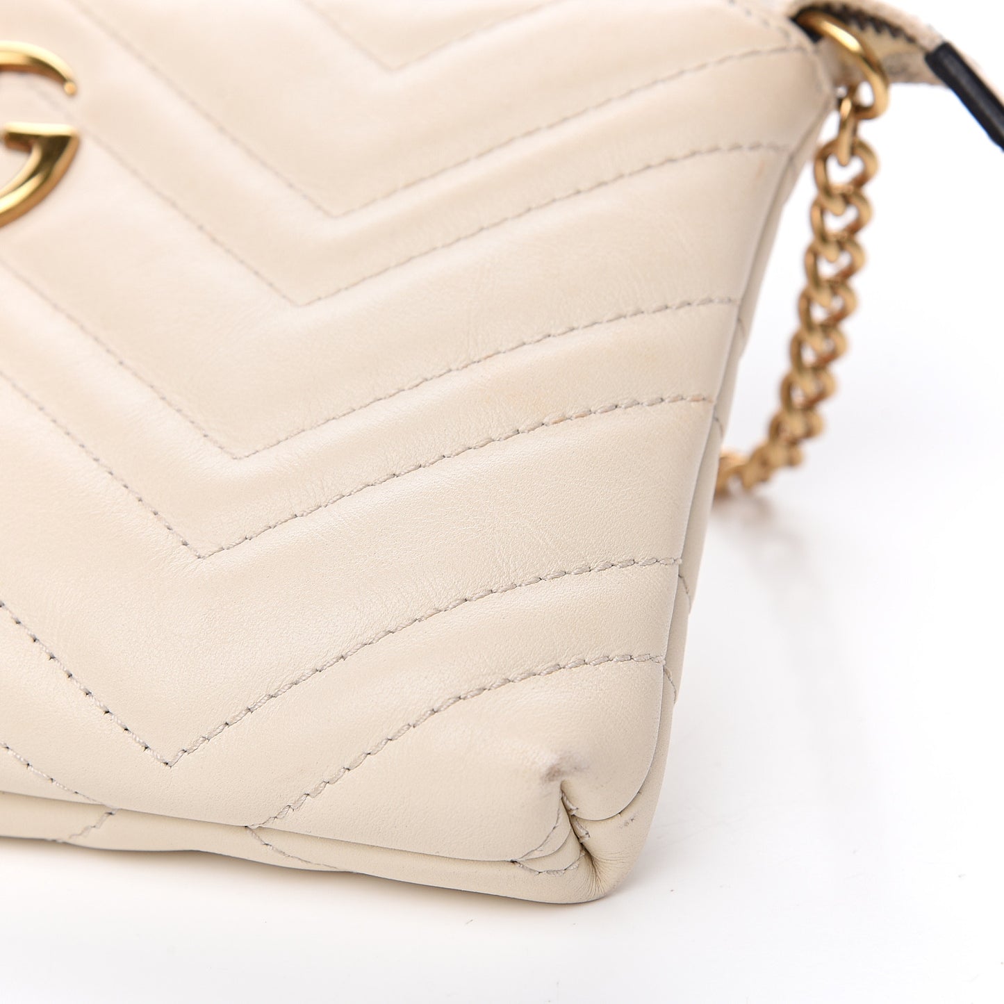 Calfskin Matelasse Mini GG Marmont Chain Bag White