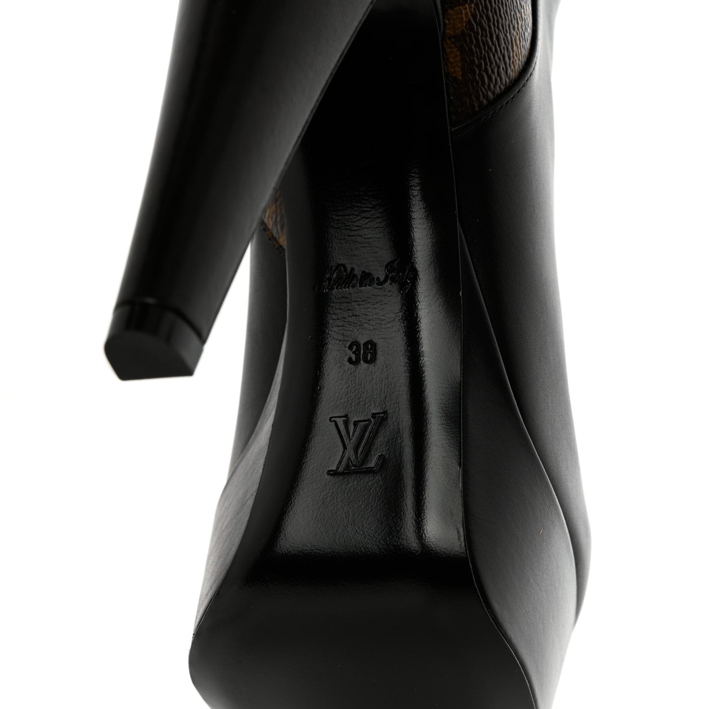 Calfskin Monogram Afterglow Platform Ankle Boots 38 Black
