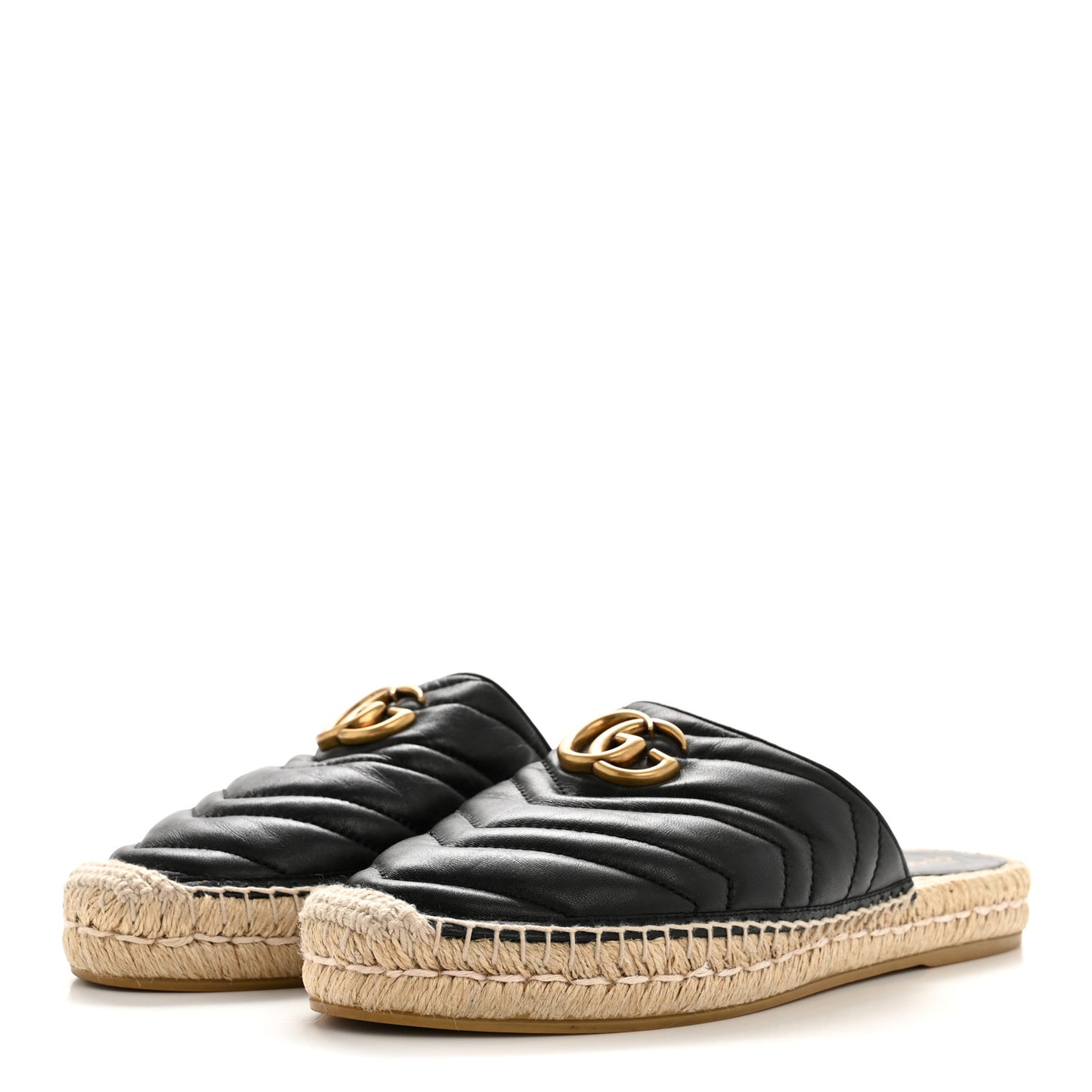 Nappa Matelasse GG Marmont Espadrille Slippers 41 Black