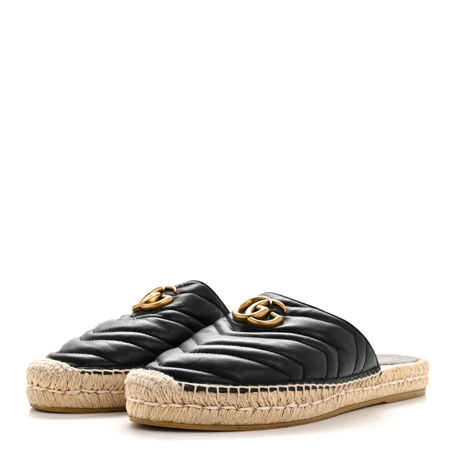 Gucci Nappa Matelasse GG Marmont Espadrille Slippers 41 Black 4 of 12