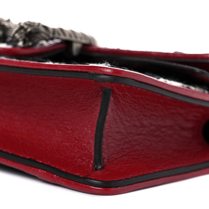Gucci Tweed GG Monogram Super Mini Dionysus Shoulder Bag Black White Romantic Cherry 8 of 9