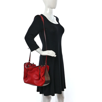Burberry Grainy Calfskin House Check Small Maidstone Red 2 of 10