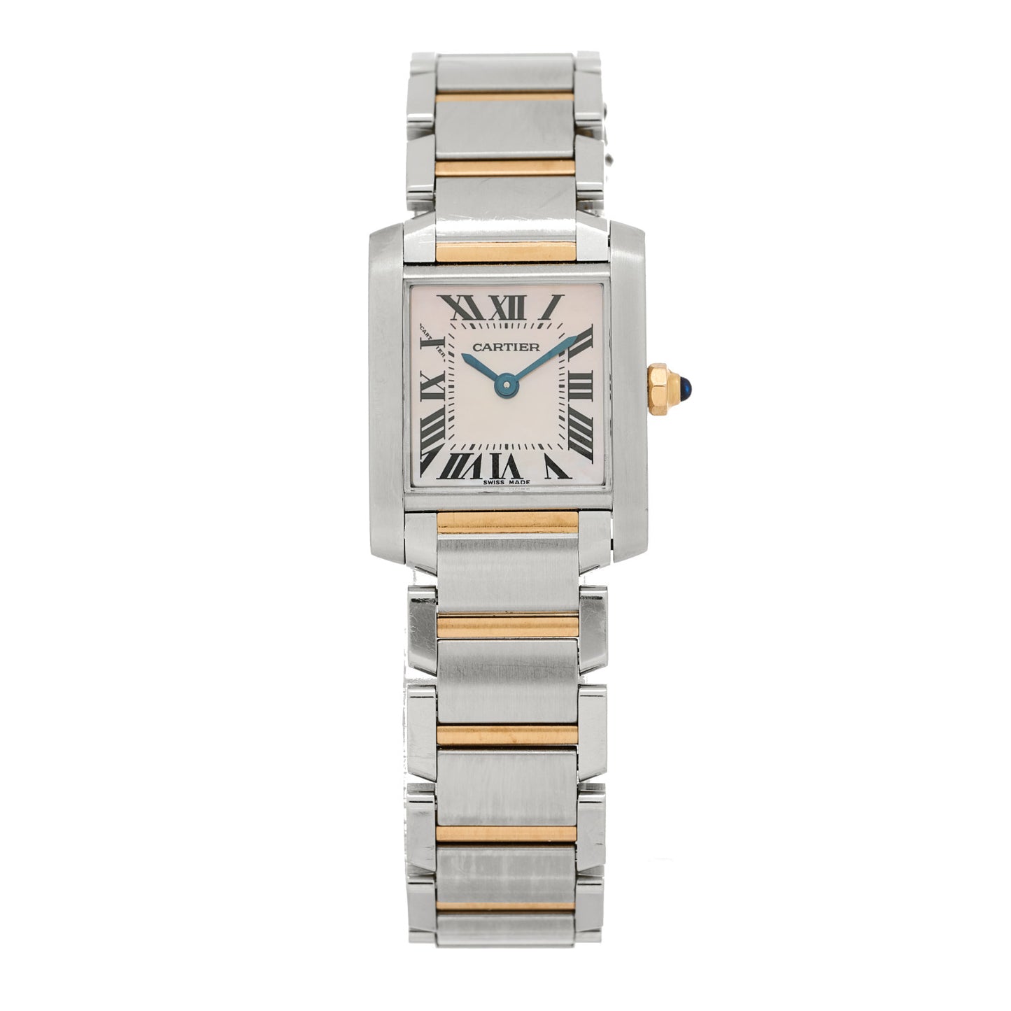 Stainless Steel 18K Pink Gold Mother of Pearl 20mm Tank Francaise Quartz Watch