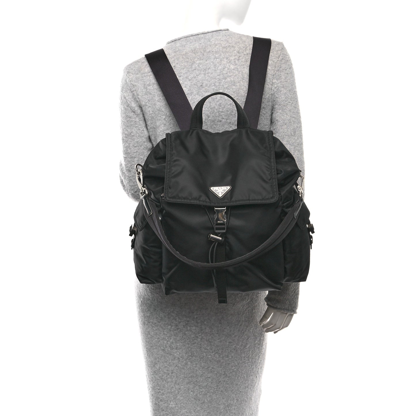 Re-Nylon Calfskin Explore Backpack Black