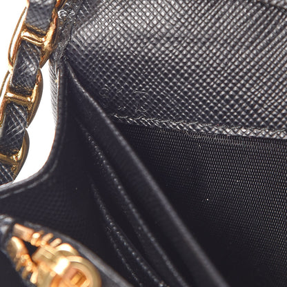 Prada Saffiano Metal Oro Chain Wallet Black 7 of 9