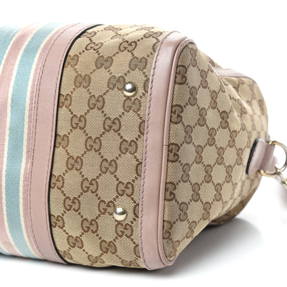 Gucci Monogram Vintage Web Medium Boston Pink Blue 15 of 17