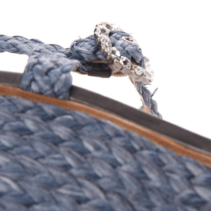 Jimmy Choo Woven Raffia Crystal Buckle Nylah 100 Platform Wedges 39 Dusk Blue 16 of 20