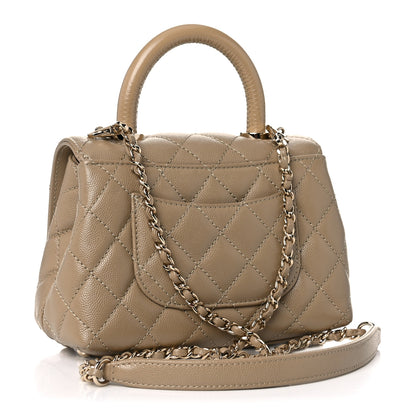 Chanel Caviar Lizard Embossed Quilted Extra Mini Coco Handle Flap Dark Beige 2 of 9