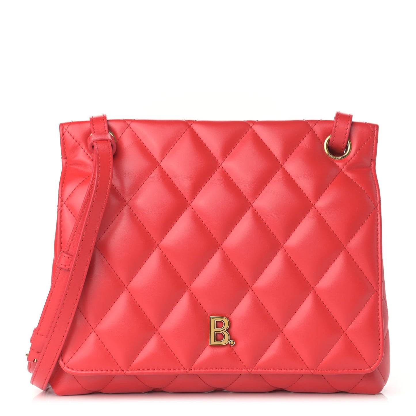 Nappa Calfskin Quilted Medium Touch B Shoulder Bag Bright Red