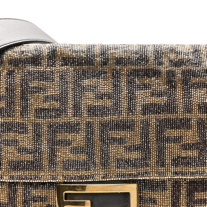 Fendi Vitello King Beaded Zucca Baguette Mogano Panna Ebano 6 of 9