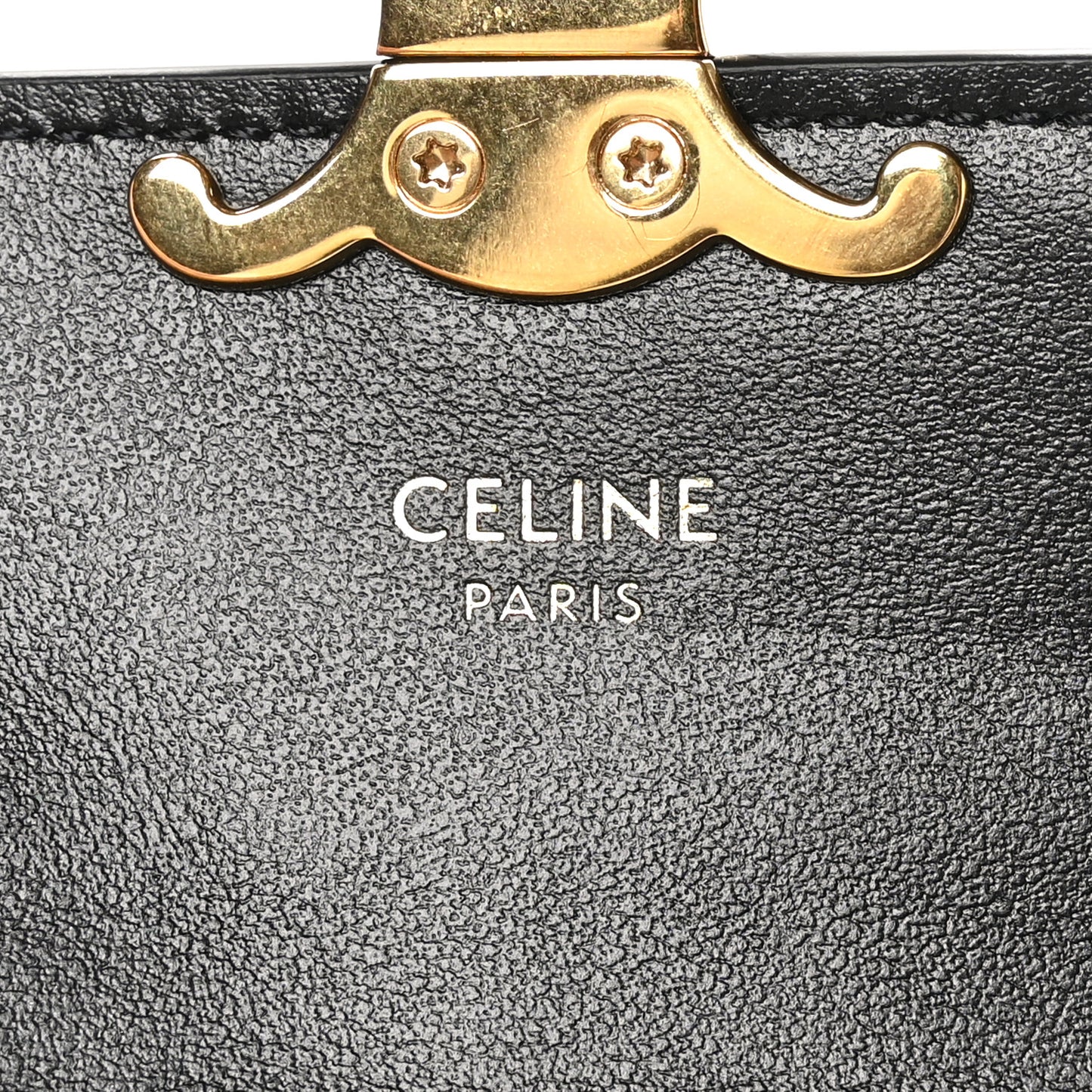 Shiny Calfskin Triomphe Flap Card Holder Black