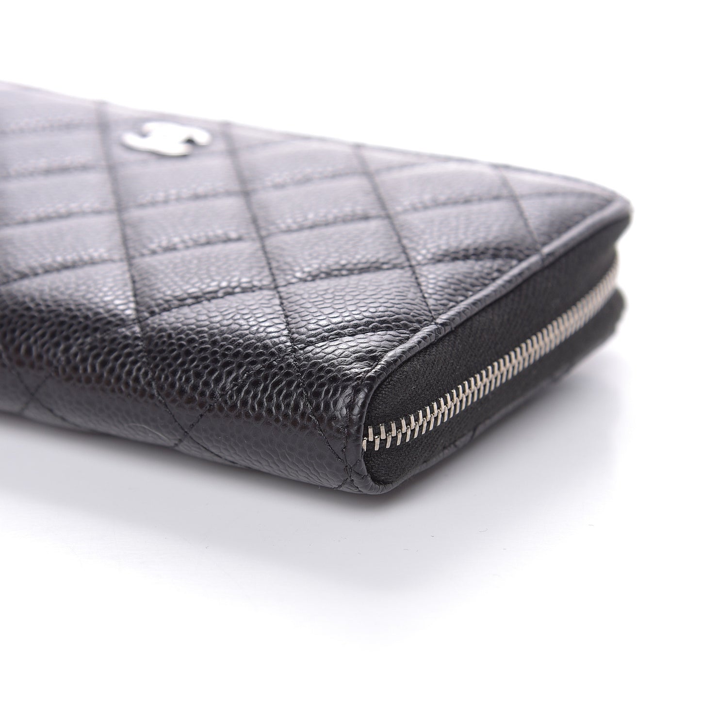 Caviar Quilted Large Gusset Zip Around Wallet Black