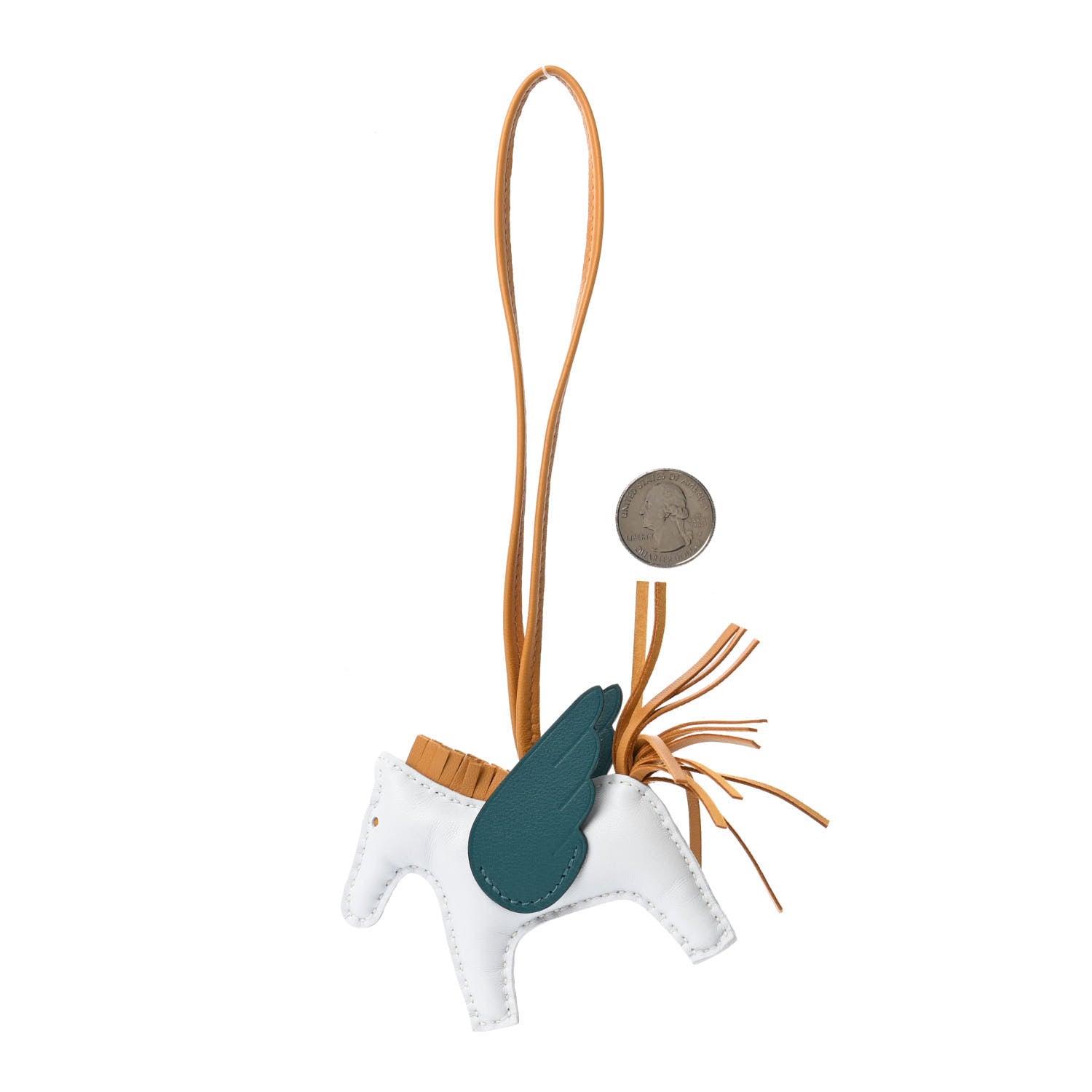 Hermes Milo Lambskin Grigri Rodeo Pegase Horse Bag Charm PM Bleu Brume Sesame Vert Bosphore 2 of 4