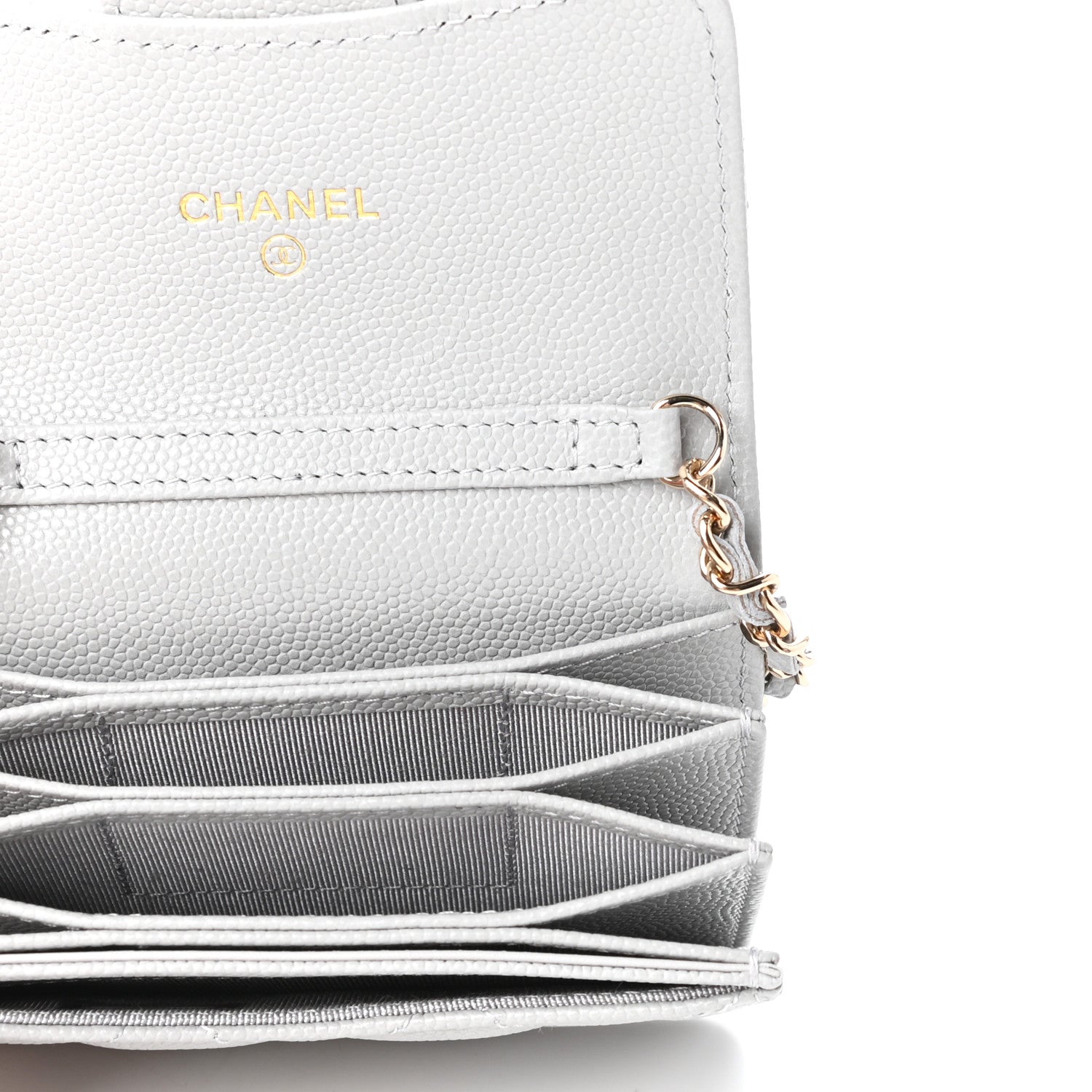 Chanel Caviar Quilted Flap Card Holder On Chain Grey 5 of 10