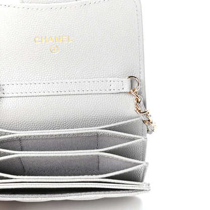 Chanel Caviar Quilted Flap Card Holder On Chain Grey 5 of 10