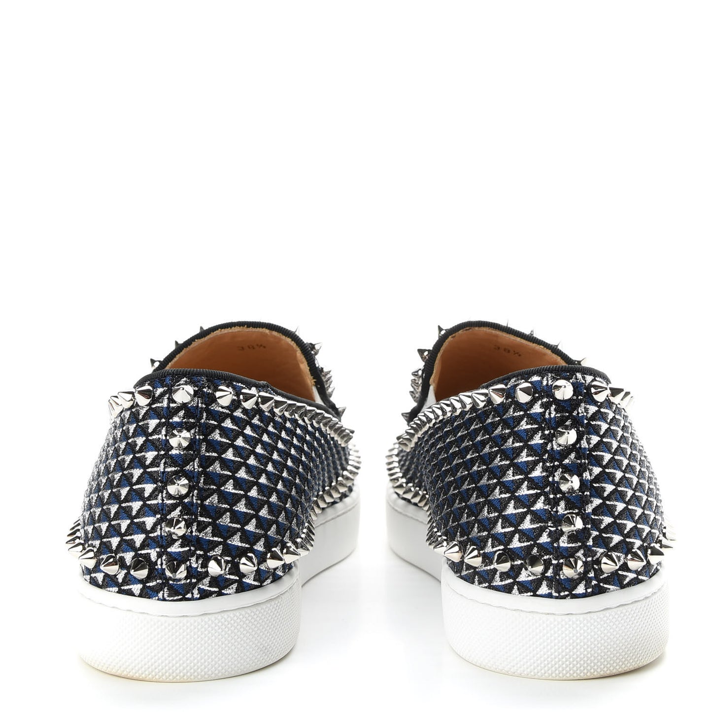 Glitter Pyramide Womens Pik Boat Flats 38.5 Navy Silver