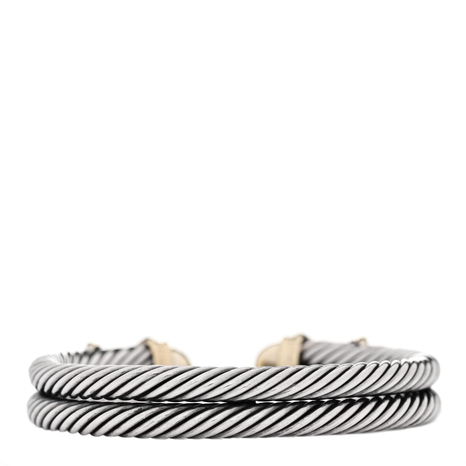 David Yurman Sterling Silver 14K Yellow Gold 10mm Double X Bracelet 2 of 3
