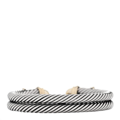 David Yurman Sterling Silver 14K Yellow Gold 10mm Double X Bracelet 2 of 3