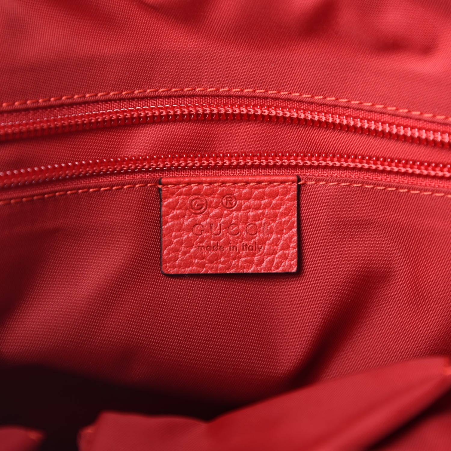 Gucci Nylon Monogram Dollar Calfskin Tote Vibrant Red 8 of 10