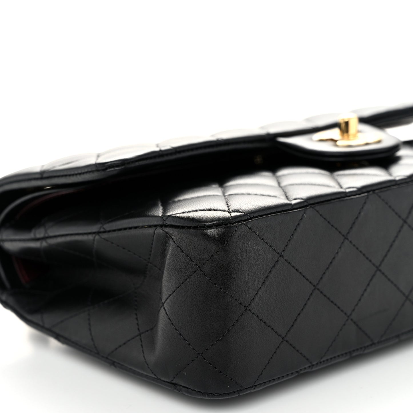 Lambskin Quilted Medium Double Flap Black