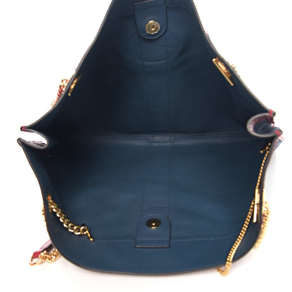 Gucci Suede Calfskin Large Rajah Chain Tote New Blue Romantic Cherry 4 of 10