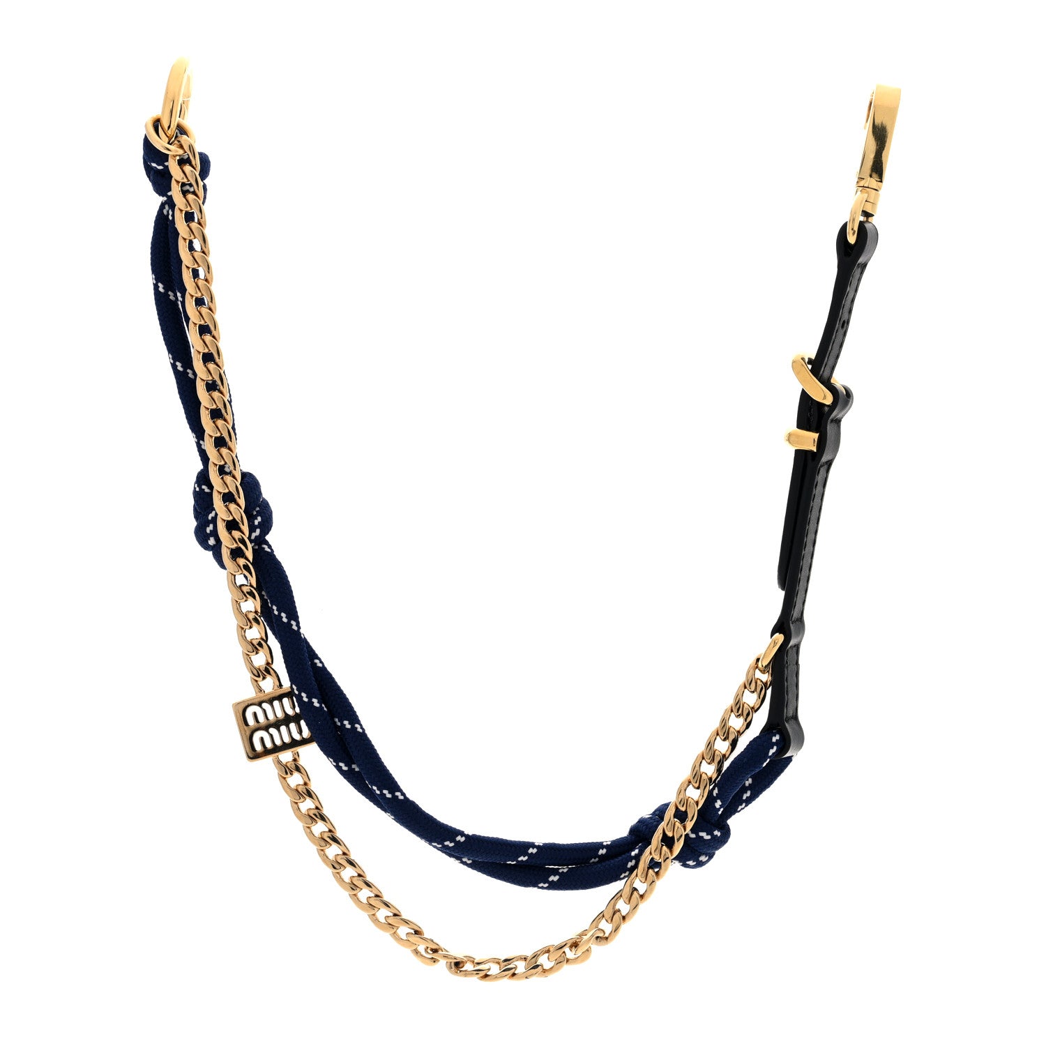 Miu Miu Nappa Rope Chain Logo Bag Charm Black Baltico 1 of 4