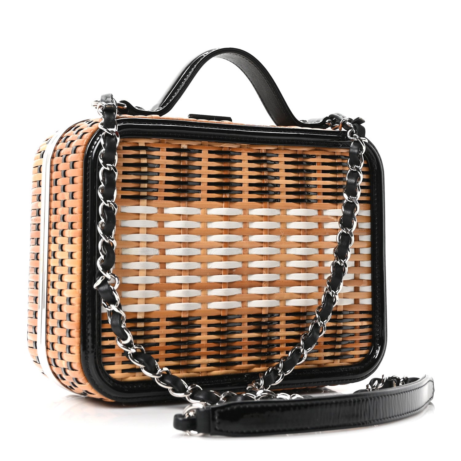 Chanel Raffia Patent Medium CC Filigree Vanity Case Black 3 of 10
