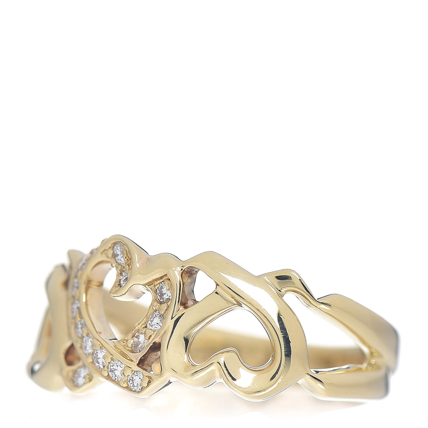 18K Yellow Gold Diamond Paloma Picasso Loving Heart Band Ring 50 5.5