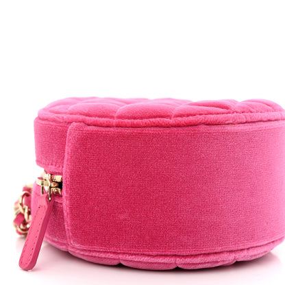 Chanel Velvet Round Quilted Pearl Crush Clutch With Chain Pink 9 of 11