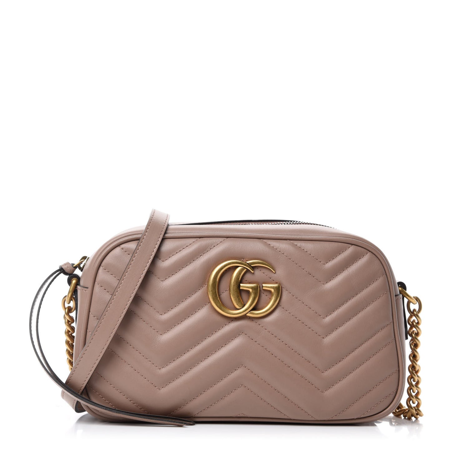 Calfskin Matelasse Small GG Marmont Chain Shoulder Bag Porcelain Rose