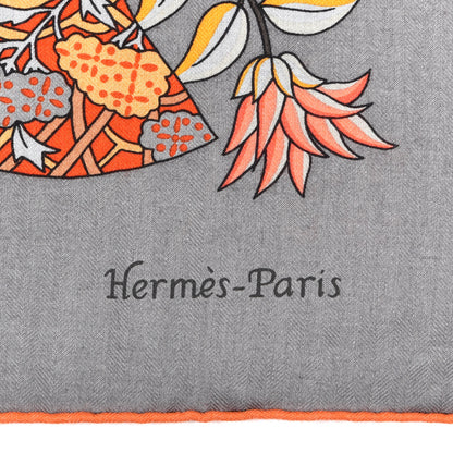 Hermes Cashmere Silk Fleurs et Papillons de Tissus Scarf 140 2 of 4