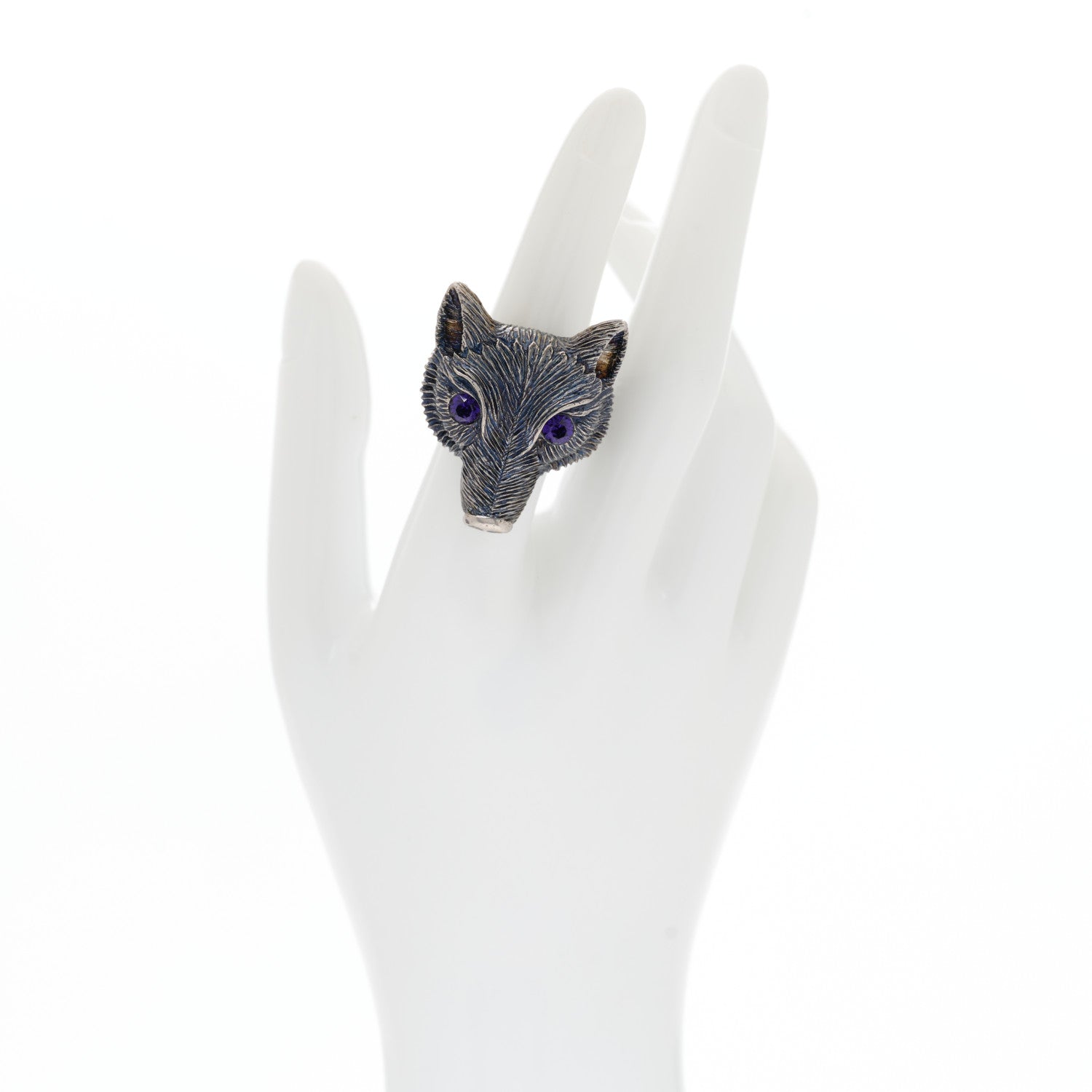 Gucci Crystal Fox Ring 6 Aged Silver 2 of 6